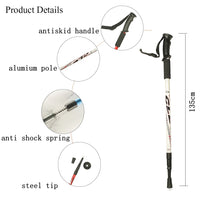 Dual 53in Telescopic Aluminum alloy Trekking Pole