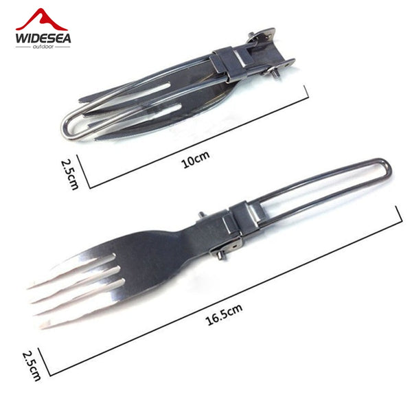 3 pcs set Portable Outdoor Camping Foldable Stainless-Steel Cutlery