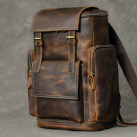 Retro Genuine Leather Backpack Large Capacity Laptop Bag School Backpack Shoulder Bags Brown Leather Travel Backpacks