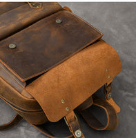 Large Capacity Genuine Leather Backpack Computer Bag Outdoor Retro Leather Travel Backpacks