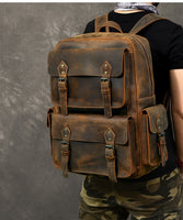 Large Capacity Genuine Leather Backpack Computer Bag Outdoor Retro Leather Travel Backpacks