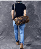 Genuine Leather Backpack Men Handbag Shoulder Crossbody Bag Male Small Travel Back Pack Bucket Bags Crazy Horse Leather