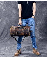 Genuine Leather Backpack Men Handbag Shoulder Crossbody Bag Male Small Travel Back Pack Bucket Bags Crazy Horse Leather