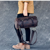 Genuine Leather Backpack Men Handbag Shoulder Crossbody Bag Male Small Travel Back Pack Bucket Bags Crazy Horse Leather