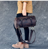 Genuine Leather Backpack Men Handbag Shoulder Crossbody Bag Male Small Travel Back Pack Bucket Bags Crazy Horse Leather