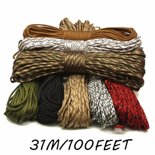 100 FT Mil Spec Paracord 550 Woven Parachute Cord 7 Strands Type III