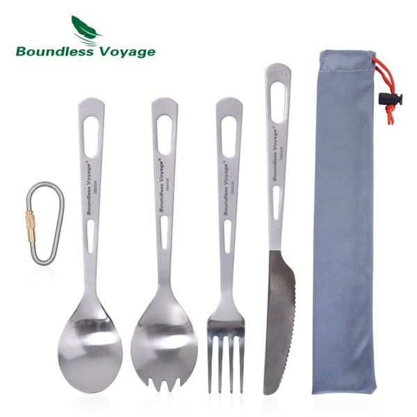 Titanium Camping Spoon, Fork, Knife Chopsticks, Portable Tableware Cutlery Flatware Mess Kit