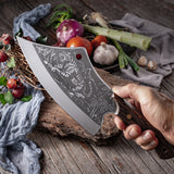 Handmade Forged Mountain Tiger Meat Cleaver Slaughter Knife