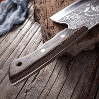 Handmade Forged Mountain Tiger Meat Cleaver Slaughter Knife