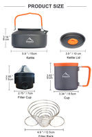 Camping Coffee Cookware Sets Outdoor Tableware Mug Kettle Pot Cooking Teapot Filter Rack Cup