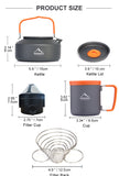 Camping Coffee Cookware Sets Outdoor Tableware Mug Kettle Pot Cooking Teapot Filter Rack Cup