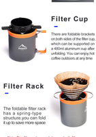 Camping Coffee Cookware Sets Outdoor Tableware Mug Kettle Pot Cooking Teapot Filter Rack Cup
