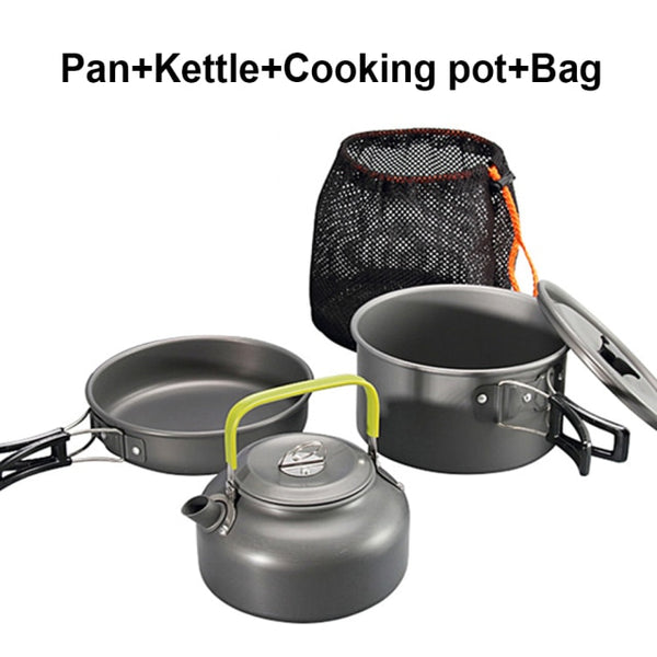 Camping Cookware Set, Outdoor Nonstick Portable Cooking Kit, Picnic BBQ Tableware Equipment