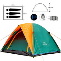 3-4 Person Double Layer Rainproof Outdoor Camping Shelter Tent for Fishing, Hunting, Travel, Adventure and Family