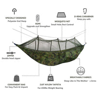 Portable Camping Hammock with Mosquito Net, Rain Fly + Tree Straps for Indoor, Outdoor, Backpacking, Travel, Beach, Hiking