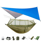 Portable Camping Hammock with Mosquito Net, Rain Fly + Tree Straps for Indoor, Outdoor, Backpacking, Travel, Beach, Hiking