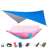 Portable Camping Hammock with Mosquito Net, Rain Fly + Tree Straps for Indoor, Outdoor, Backpacking, Travel, Beach, Hiking