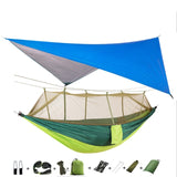 Portable Camping Hammock with Mosquito Net, Rain Fly + Tree Straps for Indoor, Outdoor, Backpacking, Travel, Beach, Hiking