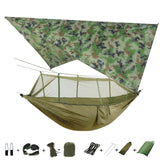 Portable Camping Hammock with Mosquito Net, Rain Fly + Tree Straps for Indoor, Outdoor, Backpacking, Travel, Beach, Hiking