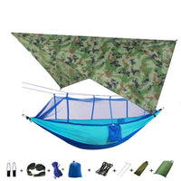 Portable Camping Hammock with Mosquito Net, Rain Fly + Tree Straps for Indoor, Outdoor, Backpacking, Travel, Beach, Hiking