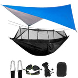 Portable Camping Hammock with Mosquito Net, Rain Fly + Tree Straps for Indoor, Outdoor, Backpacking, Travel, Beach, Hiking