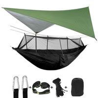 Portable Camping Hammock with Mosquito Net, Rain Fly + Tree Straps for Indoor, Outdoor, Backpacking, Travel, Beach, Hiking