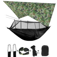 Portable Camping Hammock with Mosquito Net, Rain Fly + Tree Straps for Indoor, Outdoor, Backpacking, Travel, Beach, Hiking