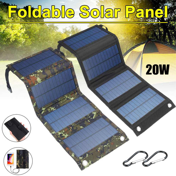 20W Portable USB Waterproof Folding Solar Panel For Phones, Rechargeable Flashlights and Power Banks