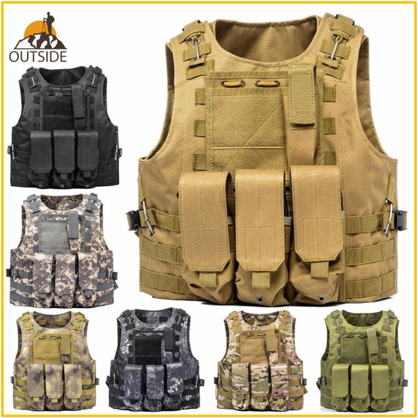 USMC Airsoft Military Tactical Vest Molle Combat Assault Plate Carrier Tactical Vest 7 Colors CS Outdoor Clothing Hunting Vest