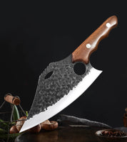 Handmade Forged Ring Fingered Slaughtering Cleaver Outdoor Butcher Blade