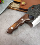 Handmade Forged Ring Fingered Slaughtering Cleaver Outdoor Butcher Blade