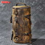 Genuine Leather Backpack Men Handbag Shoulder Crossbody Bag Male Small Travel Back Pack Bucket Bags Crazy Horse Leather