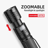 GT75 20W P70 Powerful flashlight With Zoom USB Rechargeable