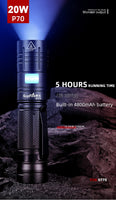 GT75 20W P70 Powerful flashlight With Zoom USB Rechargeable