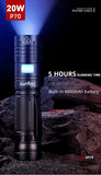 GT75 20W P70 Powerful flashlight With Zoom USB Rechargeable