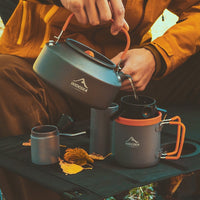 Camping Coffee Cookware Sets Outdoor Tableware Mug Kettle Pot Cooking Teapot Filter Rack Cup