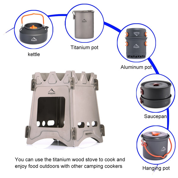 Titanium Camping Fire Wood Stove Cooker Outdoor Survival