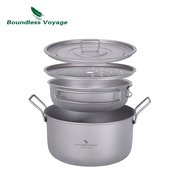 Camping Titanium Steamer Soup Pot