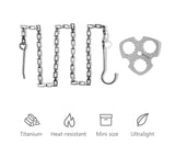 Titanium Tripod Hanger 4-piece Set Camping Glamping Portable Lightweight Hanging Chain Barbecue Tools