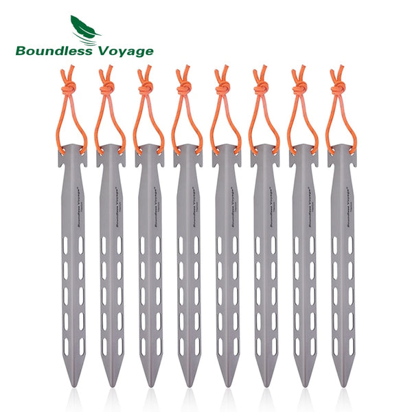 Titanium Tent Stakes Pegs, Outdoor Camping Ultralight Awning Canopy Nails 8 pieces  20 cm V-type