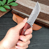Damascus Etched Pattern Stainless Steel Forged Knife