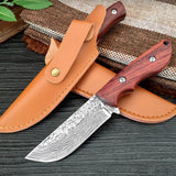 Damascus Etched Pattern Stainless Steel Forged Knife