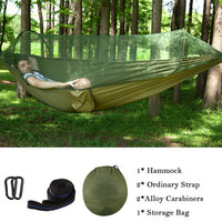 Double Hammock with Mosquito Netting + Tree Straps and Carabiners