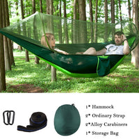 Double Hammock with Mosquito Netting + Tree Straps and Carabiners