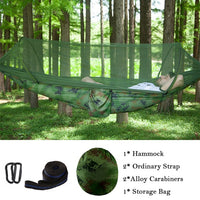 Double Hammock with Mosquito Netting + Tree Straps and Carabiners