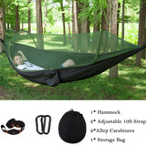 Double Hammock with Mosquito Netting + Tree Straps and Carabiners