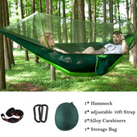 Double Hammock with Mosquito Netting + Tree Straps and Carabiners