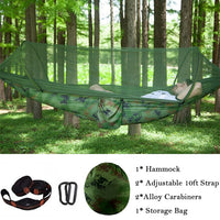 Double Hammock with Mosquito Netting + Tree Straps and Carabiners