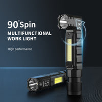 G19 LED+COB Flashlight Super Bright 5 Mode 90 Degree Twist