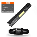 G19 LED+COB Flashlight Super Bright 5 Mode 90 Degree Twist